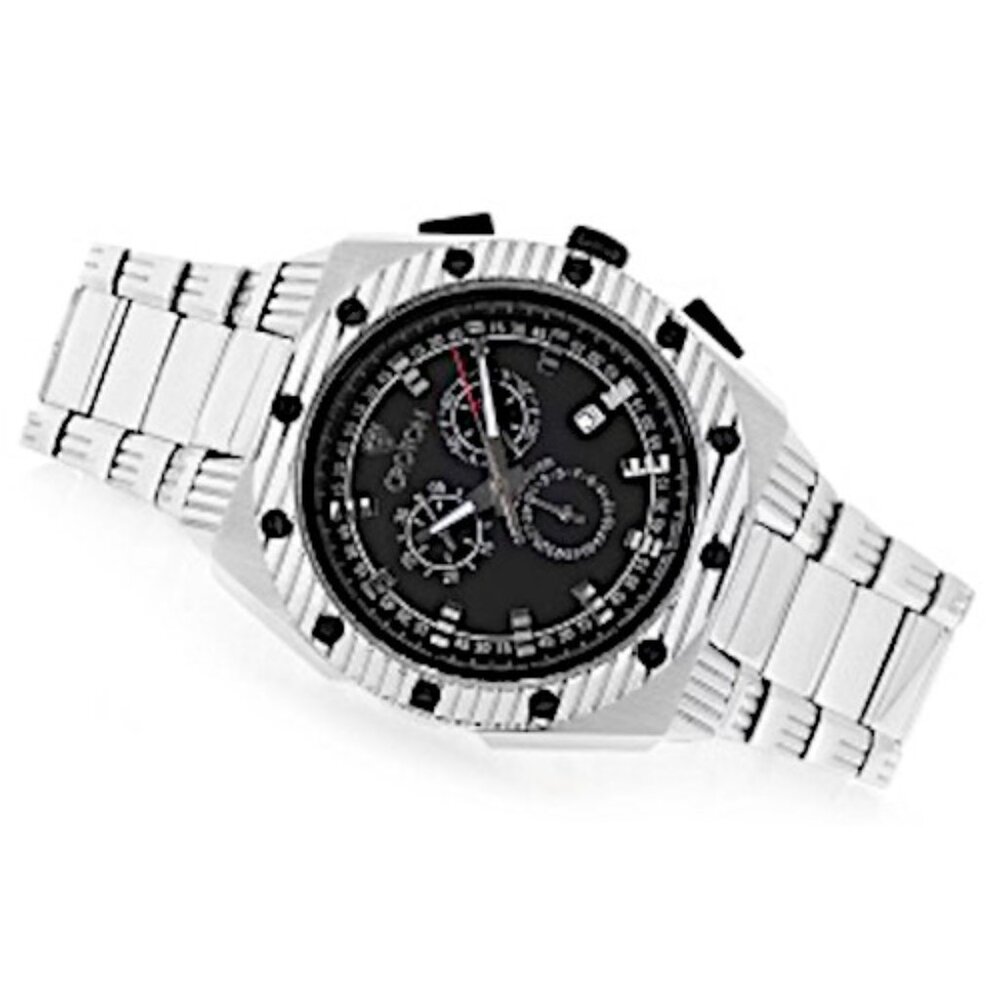 Croton CC311354SSBK Tonneau Swiss Quartz Chronomaster Watch